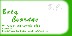 bela csordas business card